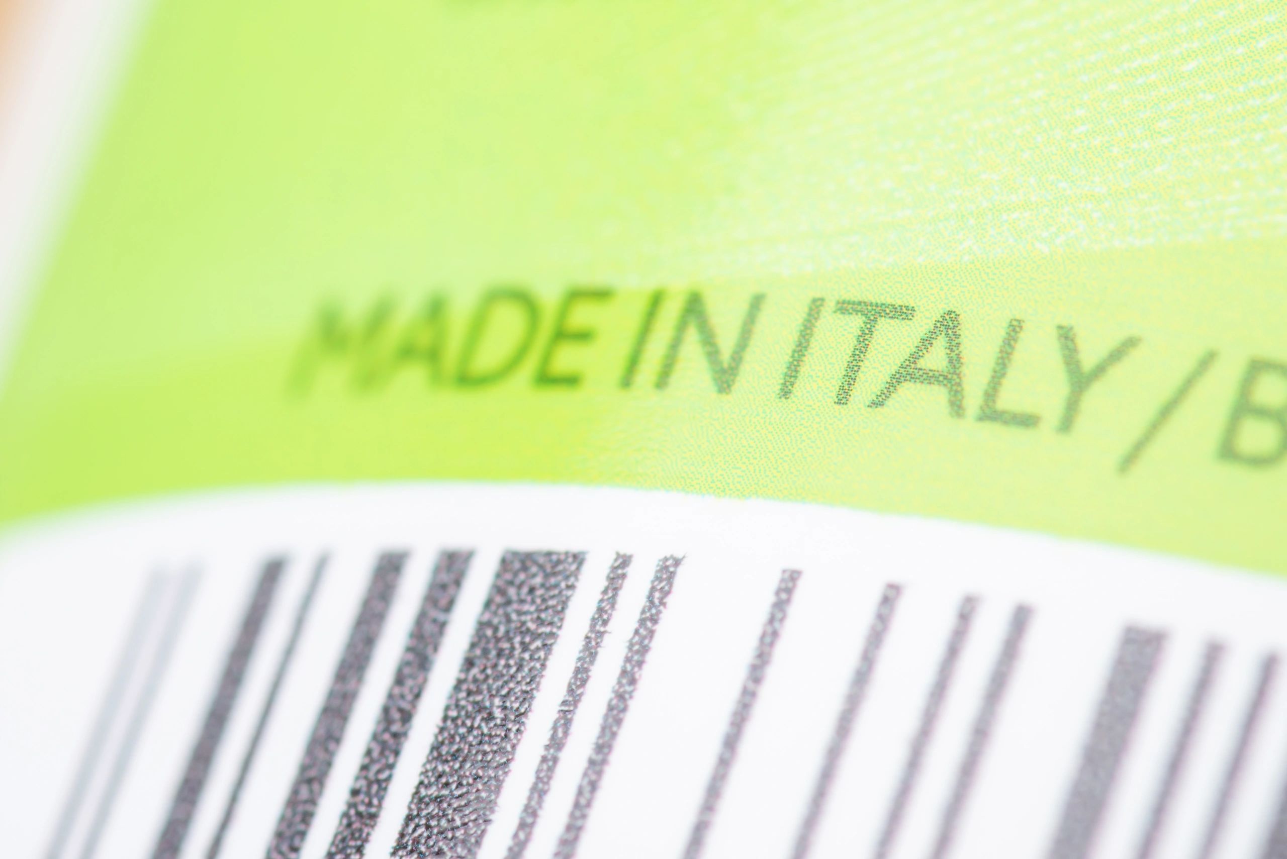 Close-up of cosmetic packaging label indicating EU manufacturing origin